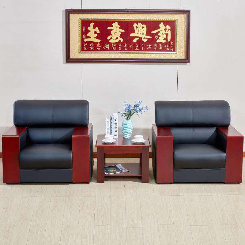 办公室沙发复古创意商务办公会客接待室小户型茶几沙发组合三件套-图2