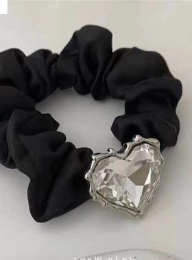 水钻大爱心发圈不伤发大肠圈女法式复古低马尾高级感皮筋头绳发饰