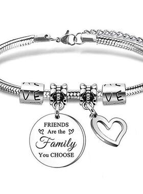 百搭跨境新款蛇骨链吊牌刻字Family 不锈钢手链送朋友亲人手链