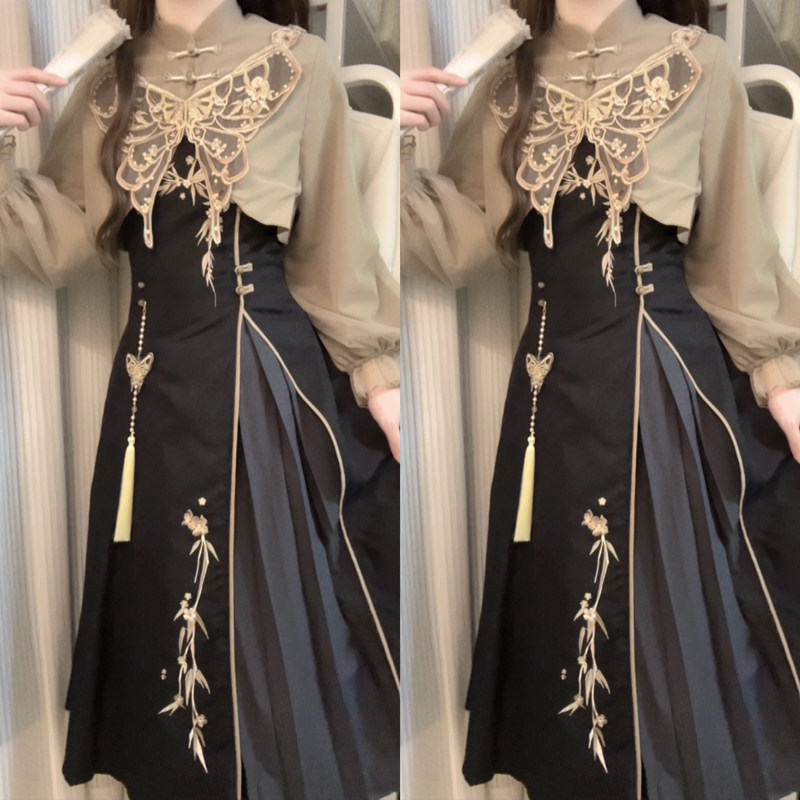 设计师的礼物原创蝶焰汉服中国风新中式改良汉元素春秋季女套装,淘宝优惠券,粉丝福利购,淘宝优惠卷