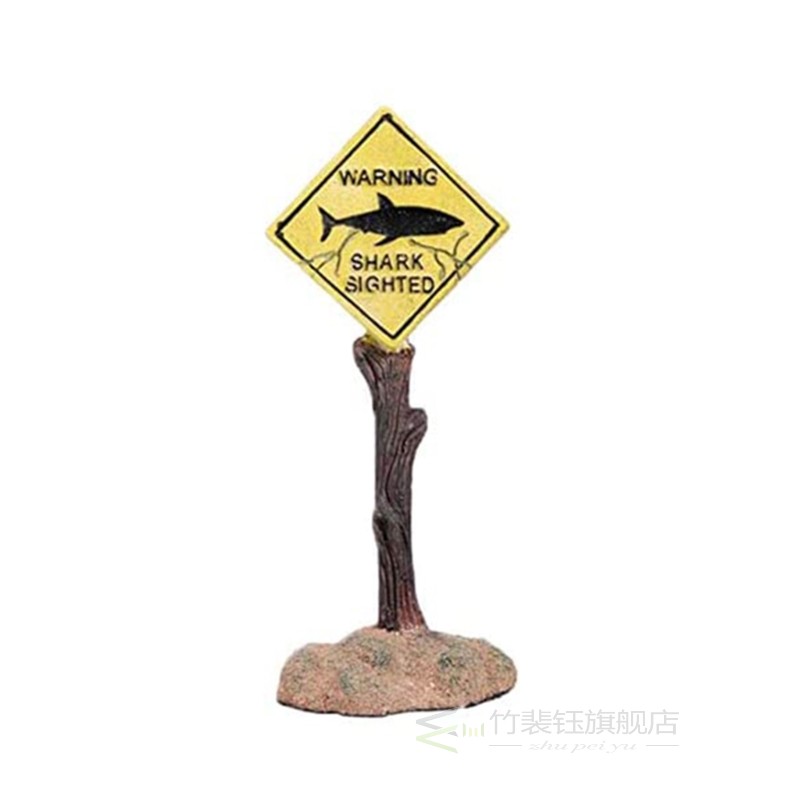 Shark Warning Signs Funny Aquarium Landscape Ornaments Craft - 图0