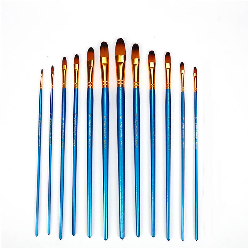 12Pcs Nail Round Head Painting Brushes Bule Nylon Watercolor - 图1