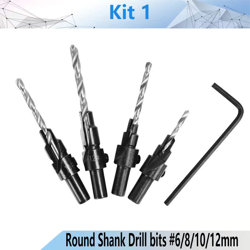 4/5pcs set HSS Woodworking Countersink Drill Bit Set 1/4 Qu - 图0