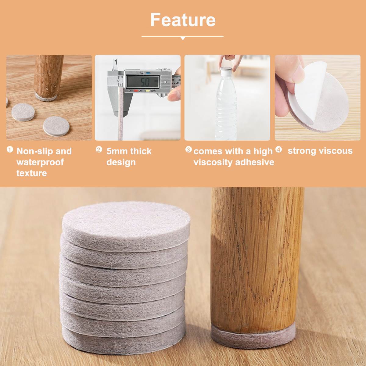 Areyourshop Self Adhesive Felt Furniture Pads Protects Floor-图0