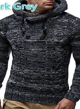 Knitted Men's Sweaters Blouse Long Sleeve Hooded Pullove