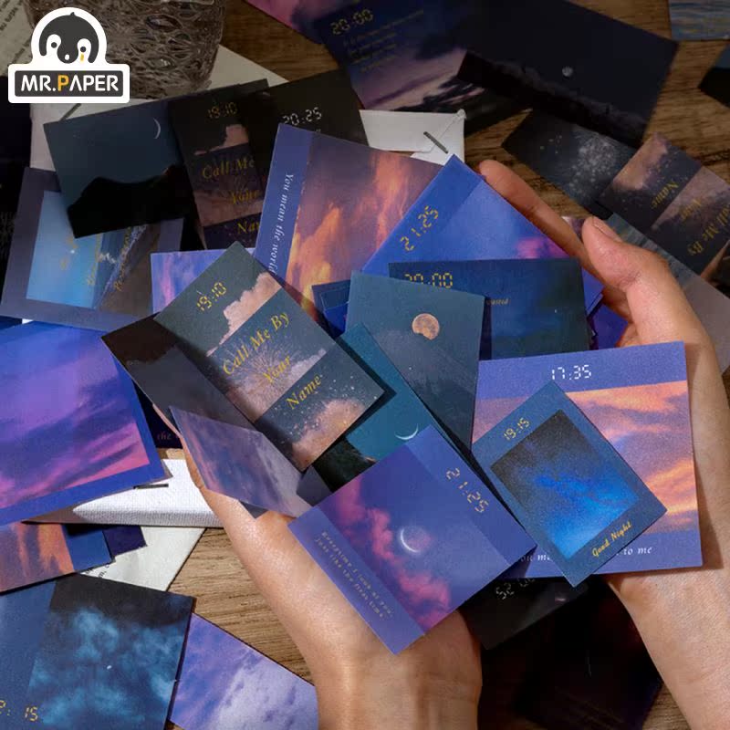 Mr.paper 8 Designs 40Pcs/lot Flipped Moon BLue Pink Deco St - 图0