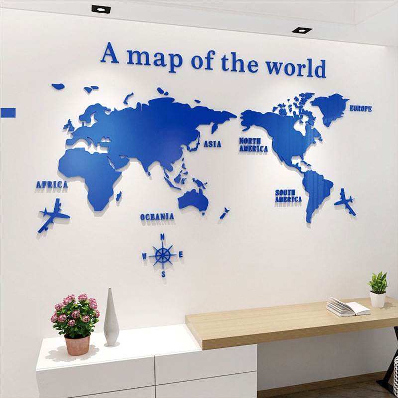 World Map Acrylic 3D Solid Crystal Bedroom Wall With Living - 图2