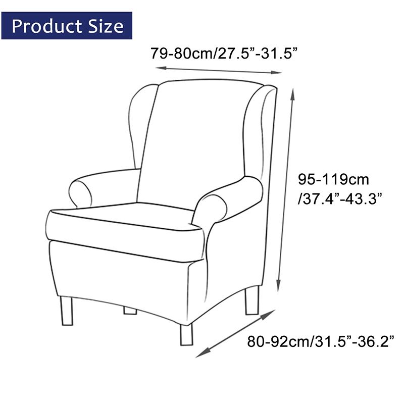 Wingback Sloping Arm King Back Chair Cover Elastic Armchair - 图2