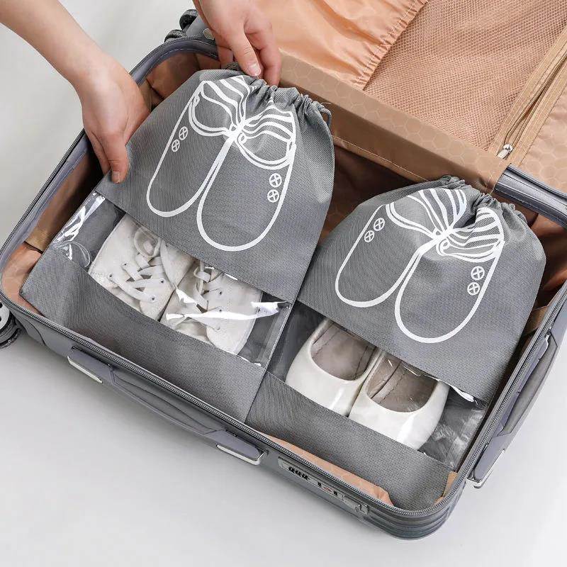 5pcs Shoes Storage Bag Closet Organizer Non-woven Travel Por - 图0