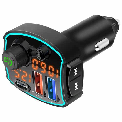 Car Mp3 Car Bluetooth Receiver FM Transmitter 7 Color Ambien - 图0