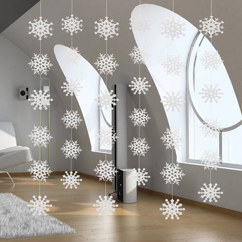 Christmas Flake Snow String 3D Pearl Paper Snowflake Artific - 图2