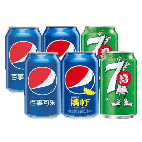 百事可乐美年达330mlx24罐葡萄橙味组合装 七喜碳酸饮料果味汽水 - 图1
