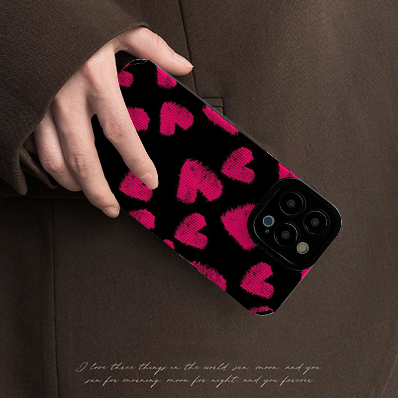 手绘玫红爱心适用OPPO reno8手机壳7 6 PRO新款reno5 4se reno9 11pro 7se 10pro个性创意保护套硅胶壳软男女 - 图1