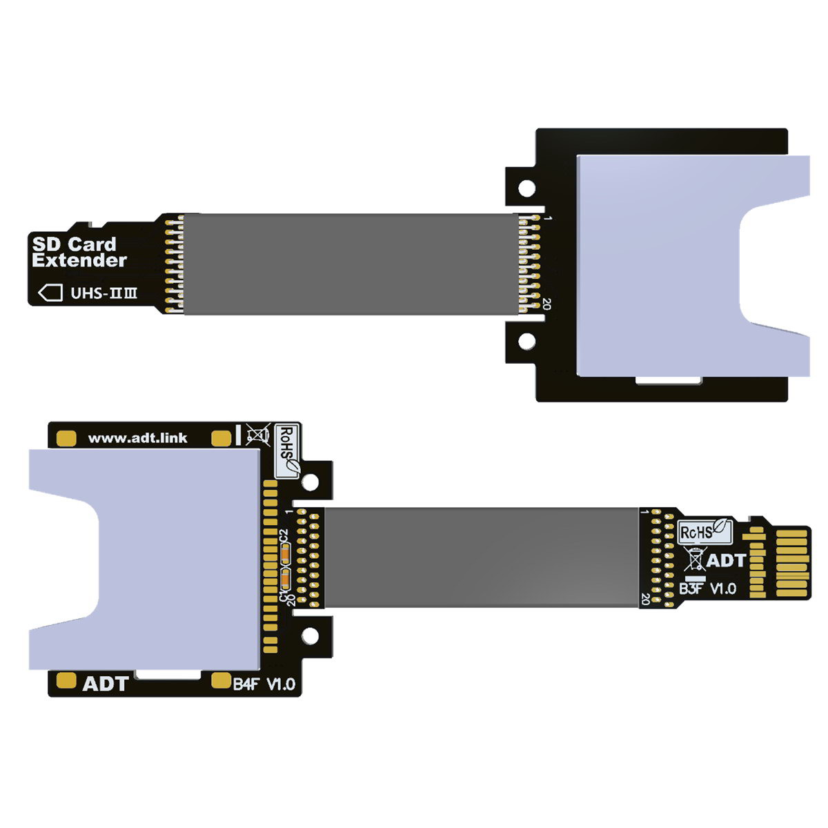 NFHK MicroSD TF延长线支持SDHC SDXC UHS-III全速FPC读卡导航线E-图2