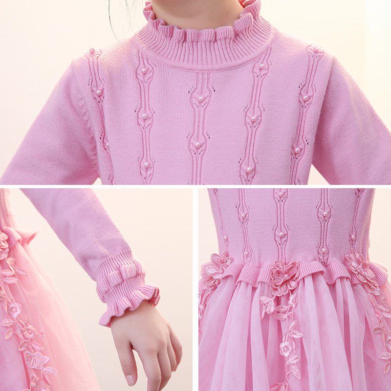 女童毛衣连衣裙秋春季纯色儿童公主裙童装小女孩加绒加厚针织裙子,淘宝优惠券,粉丝福利购,淘宝优惠卷