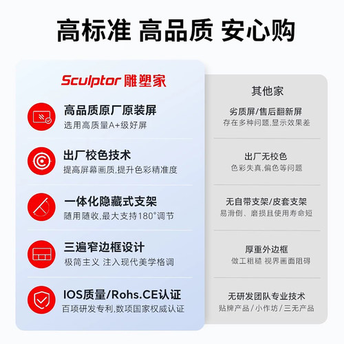 雕塑家便携屏显示器4k电脑笔记本switch外接扩展屏副屏直连触控 - 图3