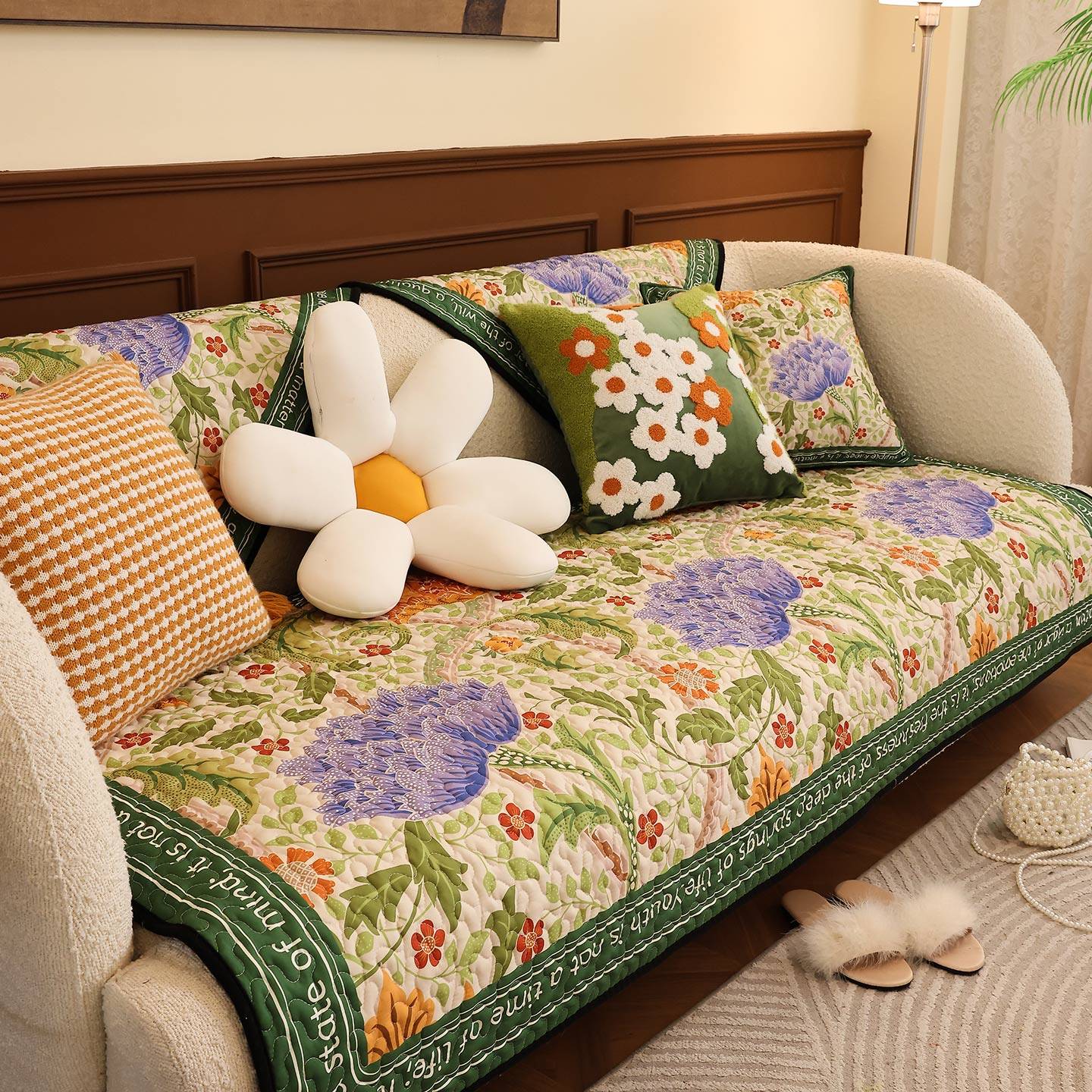 枕西湖法式复古花卉沙发垫防滑四季通用客厅轻奢沙发套罩盖布定制,淘宝优惠券,粉丝福利购,淘宝优惠卷