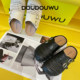 Doudouwu woven hollow sandals and slippers for women 2026 summer new style outer wear soft sole one-leg toe-cap half slippers