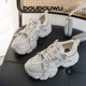 Doudouwu thick-soled dad shoes for women, casual mid-heeled shoes