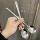 Western food spoon stainless steel spoon household internet celebrity tableware Korean long-handled meal and drinking spoon cute round head thickened