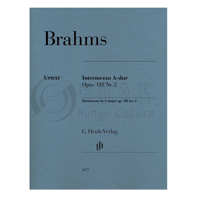 勃拉姆斯间奏曲 A大调 op118 no2钢琴独奏亨乐原版乐谱书 Brahms Intermezzo in A major HN1377-图0