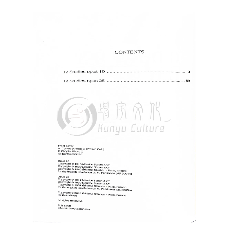 肖邦练习曲 op10/op25钢琴独奏科尔托教学法英语版法国萨拉伯特原版进口乐谱书 Frederic Chopin Studies HL50498799-图1