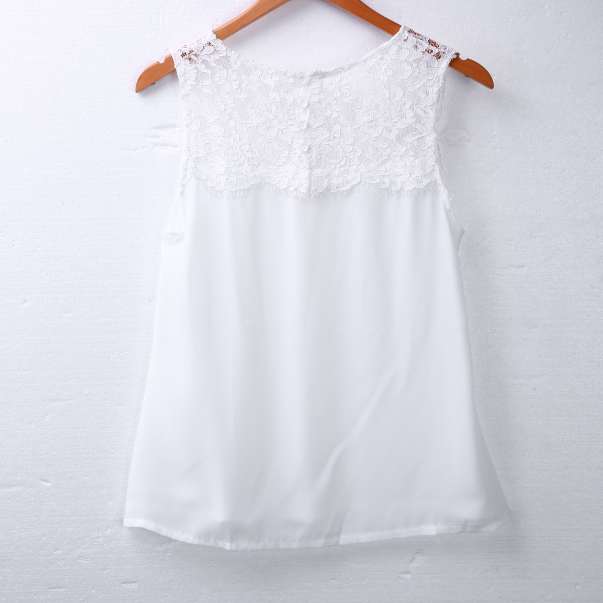 Lace flower round neck solid color casual vest圆领休闲背心夏 - 图2