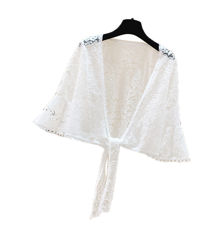 蕾丝小披肩夏季外搭配短款吊带裙子 蜜诗芳蕾丝衫/雪纺衫