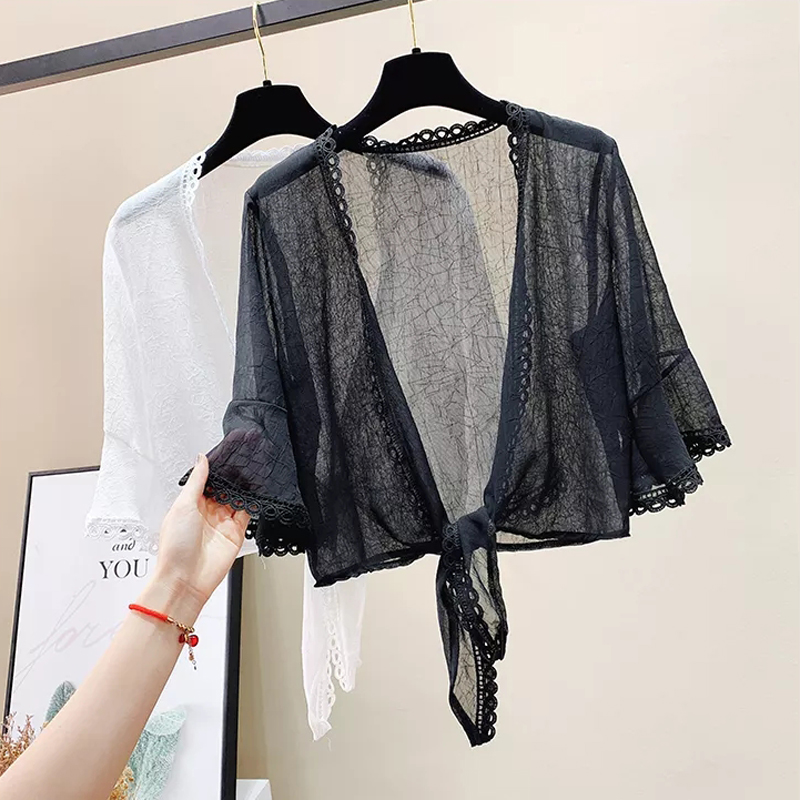 夏季配吊带裙子的外搭雪纺小披肩 蜜诗芳蕾丝衫/雪纺衫