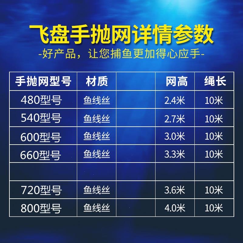 撒网大飞盘式圆盘手撒手抛网渔网捕鱼易抛网甩鱼网抓打扑捞鱼渔具 - 图0