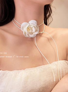 玫瑰花颈链女款高级感锁骨链