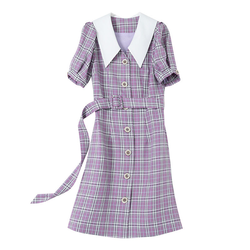 丹慕兰2020新款显瘦格纹女连衣裙 丹慕兰连衣裙