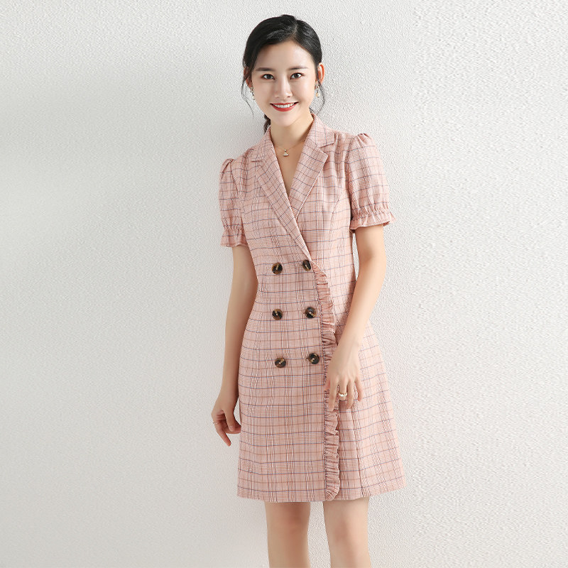 丹慕兰夏季新品轻熟风粉色小连衣裙 丹慕兰连衣裙