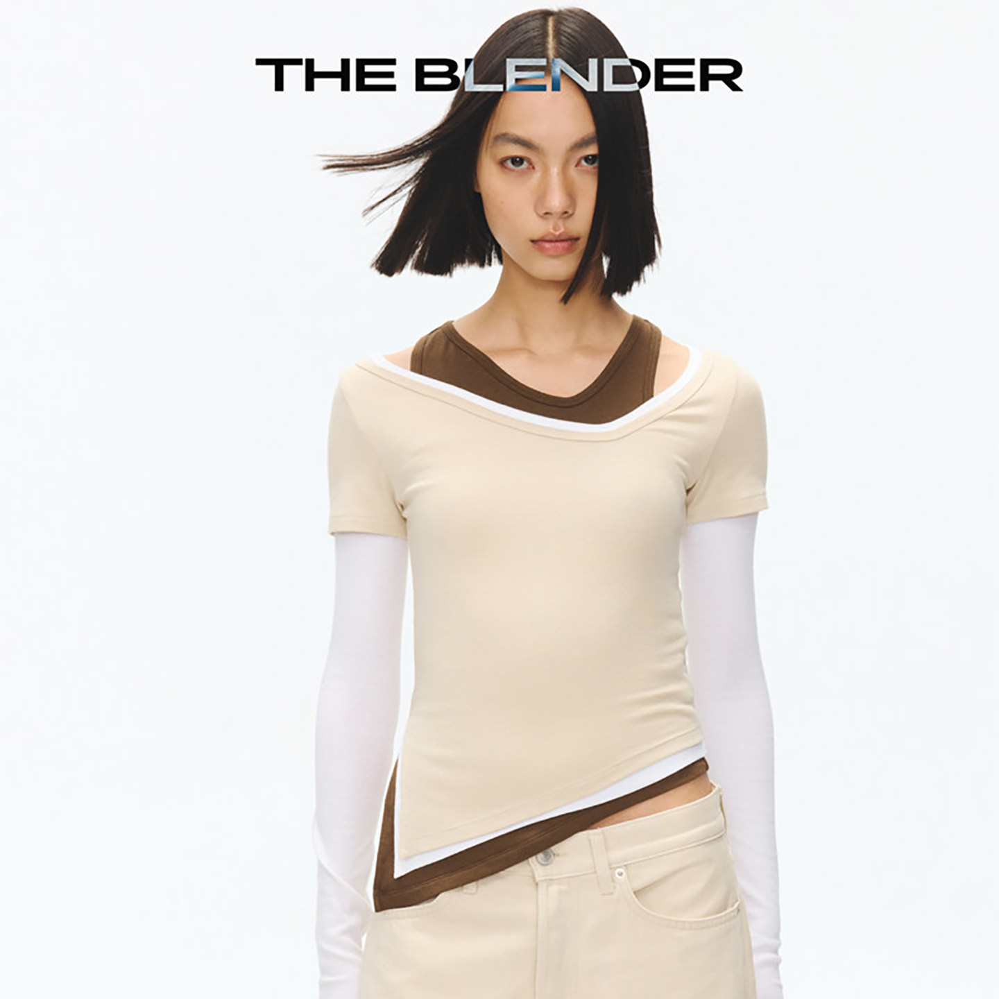 【季末特惠】The Blender修身不对称短袖T恤背心叠穿自由组合女,淘宝优惠券,粉丝福利购,淘宝优惠卷