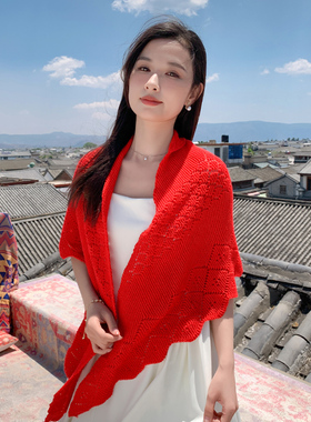 九玖故事四季女修身遮肉披肩开衫