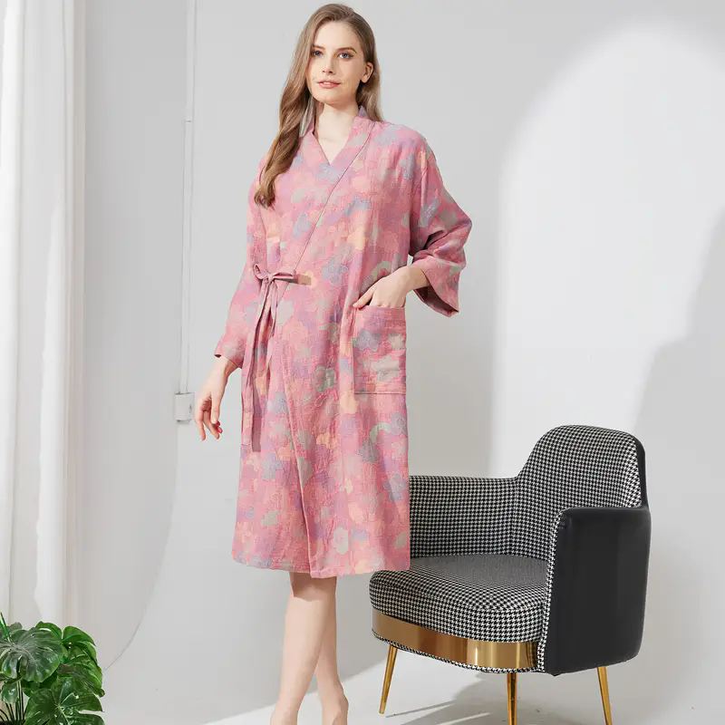 浴袍纯棉睡袍女双层纱国风a类全棉女式情侣睡衣家居服吸水浴衣,淘宝优惠券,粉丝福利购,淘宝优惠卷