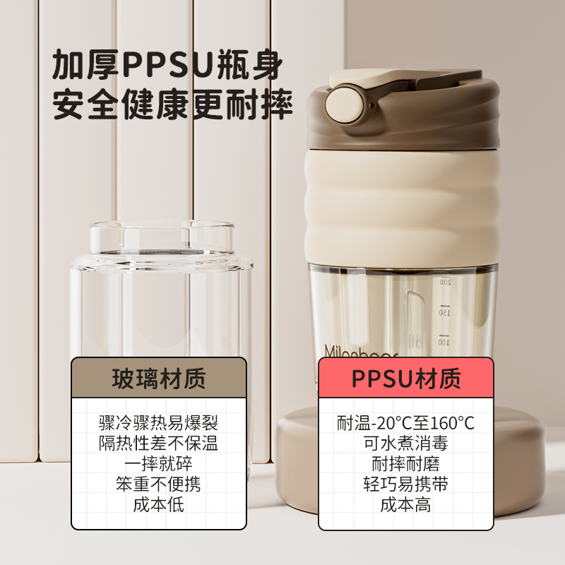 ppsu双饮水杯女生高颜值便携式夏季带吸管两用牛奶杯子随行咖啡杯 - 图0