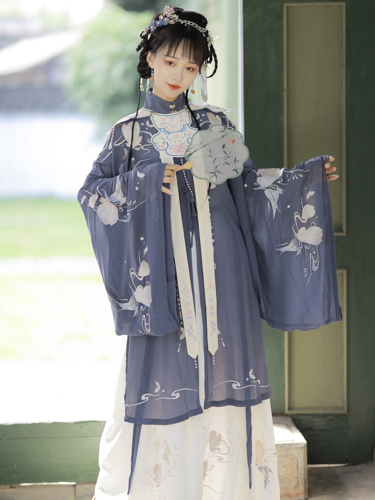 倚梦阁原创玉玲珑汉服明制全套云肩 倚梦阁汉服