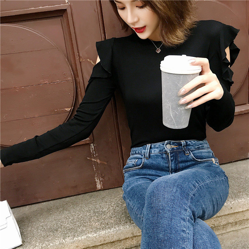 2020年新款秋季长袖t恤露肩打底衫 炫魅影T恤