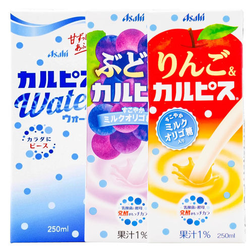 日本进口Asahi朝日可尔必思原味苹果葡萄味乳酸菌风味饮料盒装 - 图0
