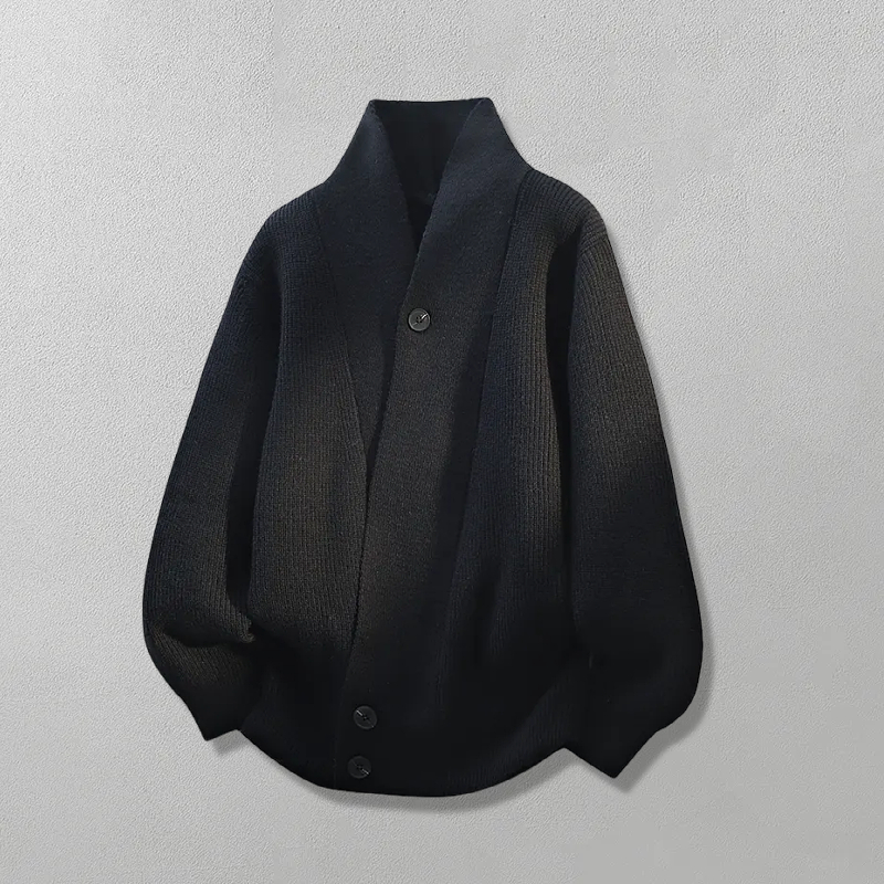 汉序秋冬季日系复古设计感开衫纽扣毛衣服外套针织男宽松休闲线衣 - 图2