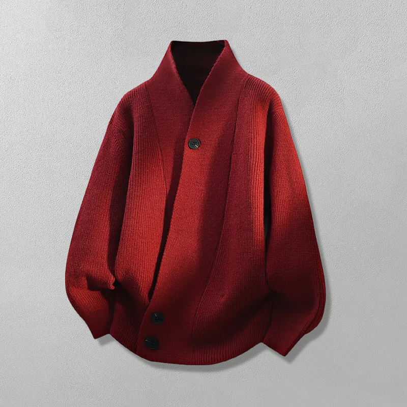 汉序秋冬季日系复古设计感开衫纽扣毛衣服外套针织男宽松休闲线衣 - 图0