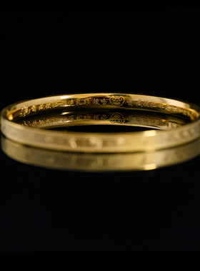 简修行钛钢可开合黄财神手镯