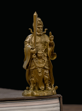 唐密罗刹天黄铜护法神佛像摆件