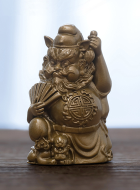 简修行黄铜天师钟馗摆件书法镇纸