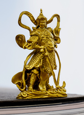 简修行黄铜伽蓝韦陀菩萨摆件