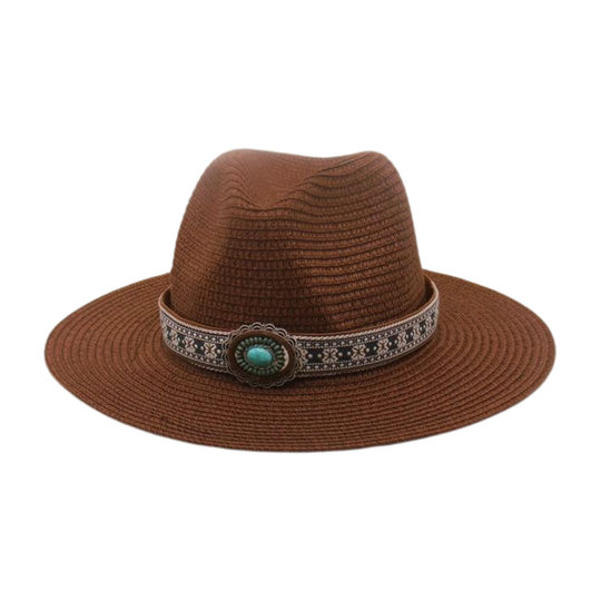 Simple Tibetan ethnic style men's and women's beach sun protection visor fashionable ethnic style straw hat travel hat
