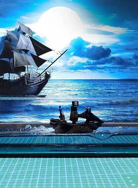 永不沉没翻船黑珍珠号游轮流体漂流瓶摆件海盗船桌面生日礼物男生