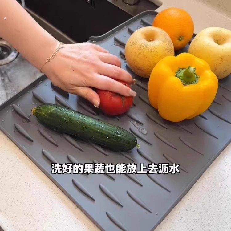 硅胶沥水垫水槽导流式厨房果蔬碗碟滤水干燥垫家用台面锅垫隔热垫,淘宝优惠券,粉丝福利购,淘宝优惠卷