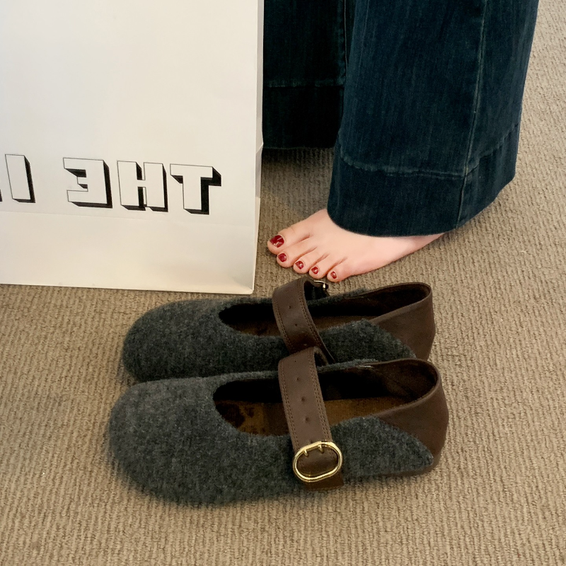 厚款加绒保暖勃肯鞋女2025秋冬新款平底毛呢豆豆鞋毛毛玛丽珍棉鞋,淘宝优惠券,粉丝福利购,淘宝优惠卷